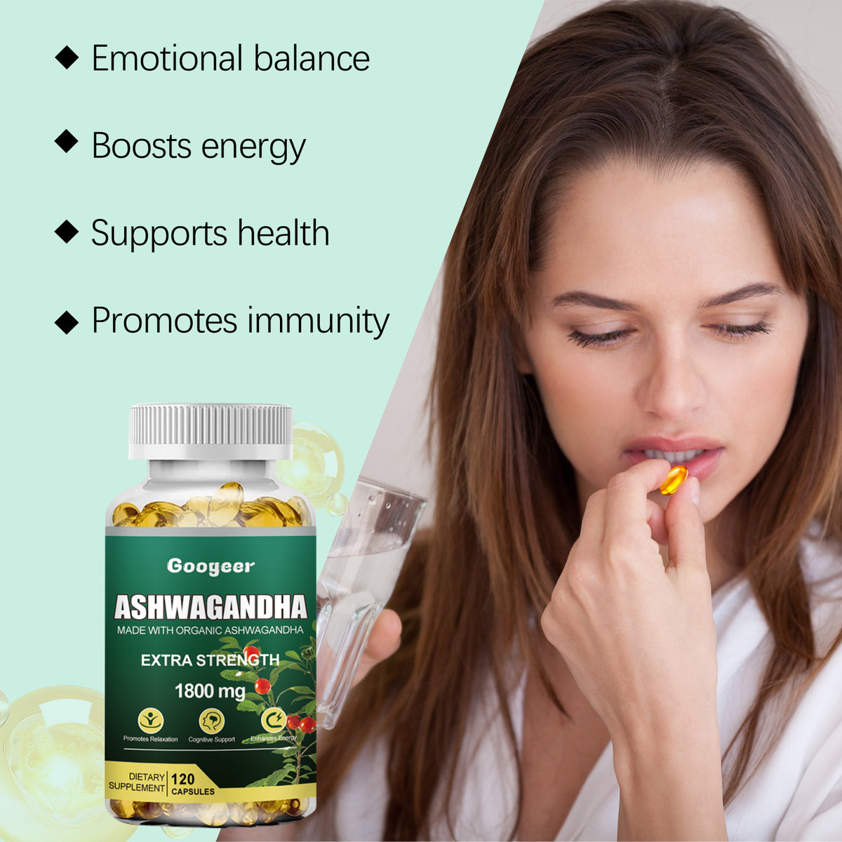 Ashwagandha 1800mg Extra Strength — Natural Stress Relief