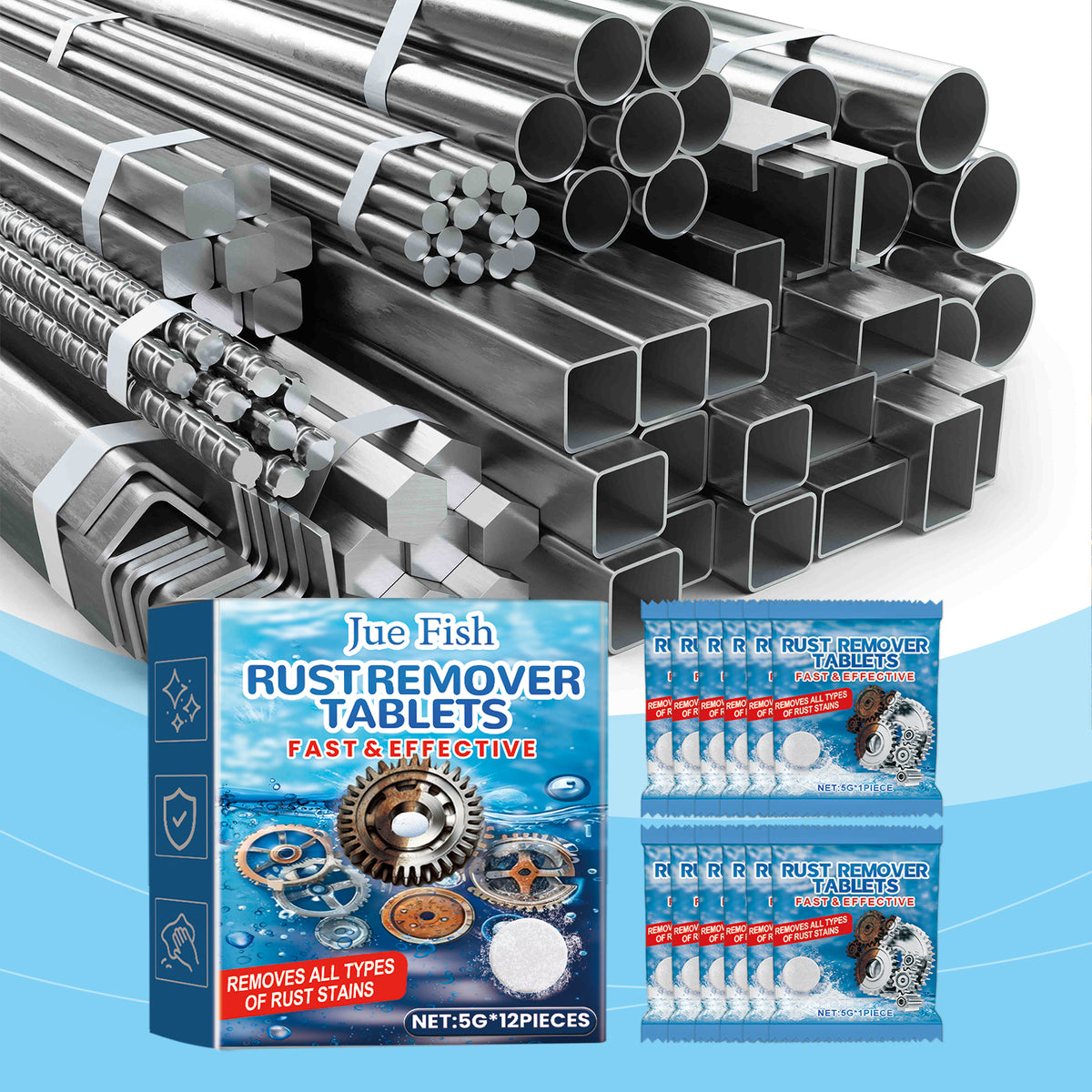 Rust Remover Tablets for Metal Surface Deep Cleaning