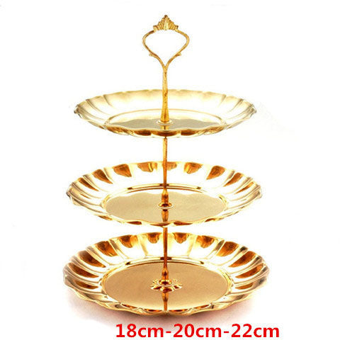 Three-Tier Stainless Steel Serving Stand for Fruit & Cakes