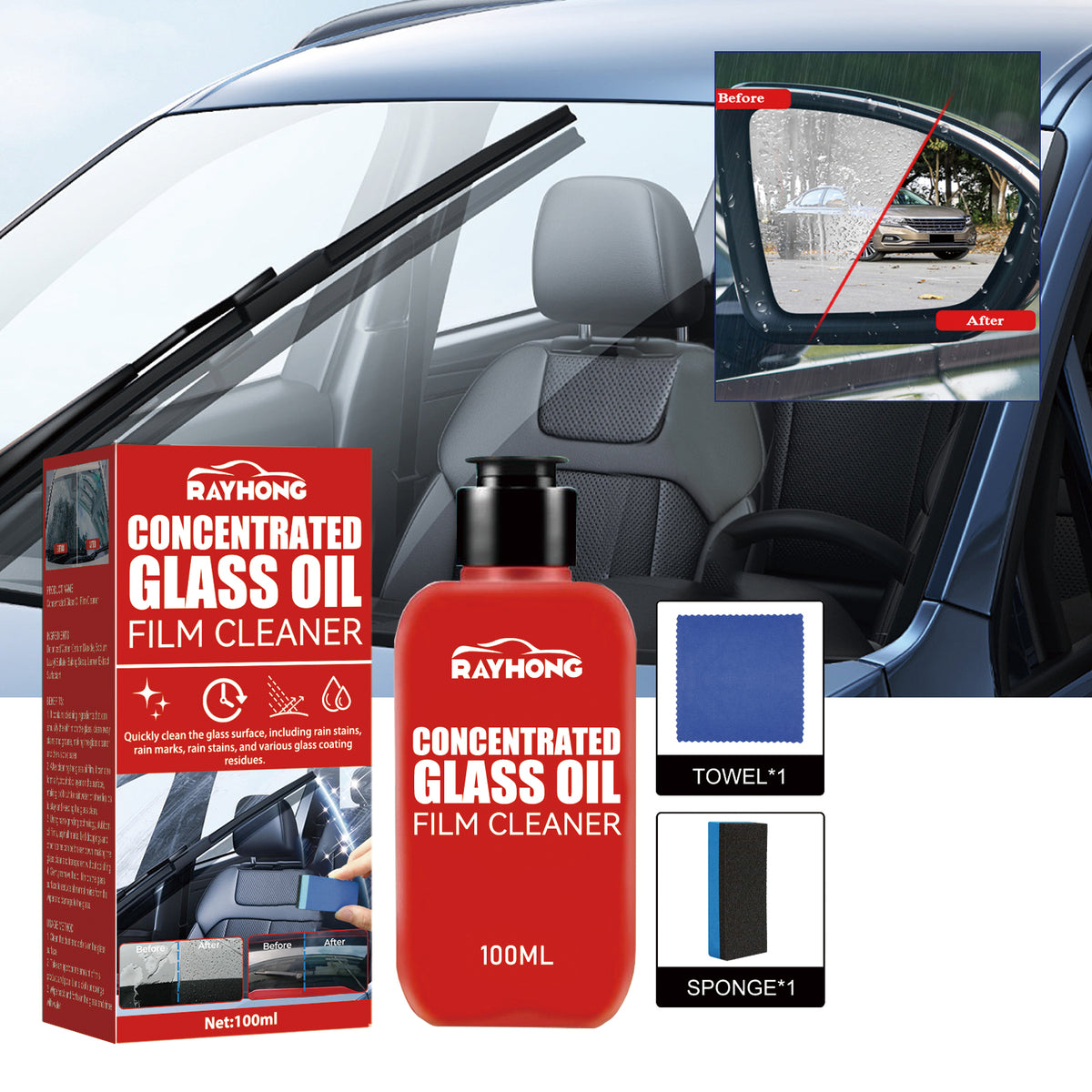 Automotive Glass Cleaner for Clearer Road Visibility