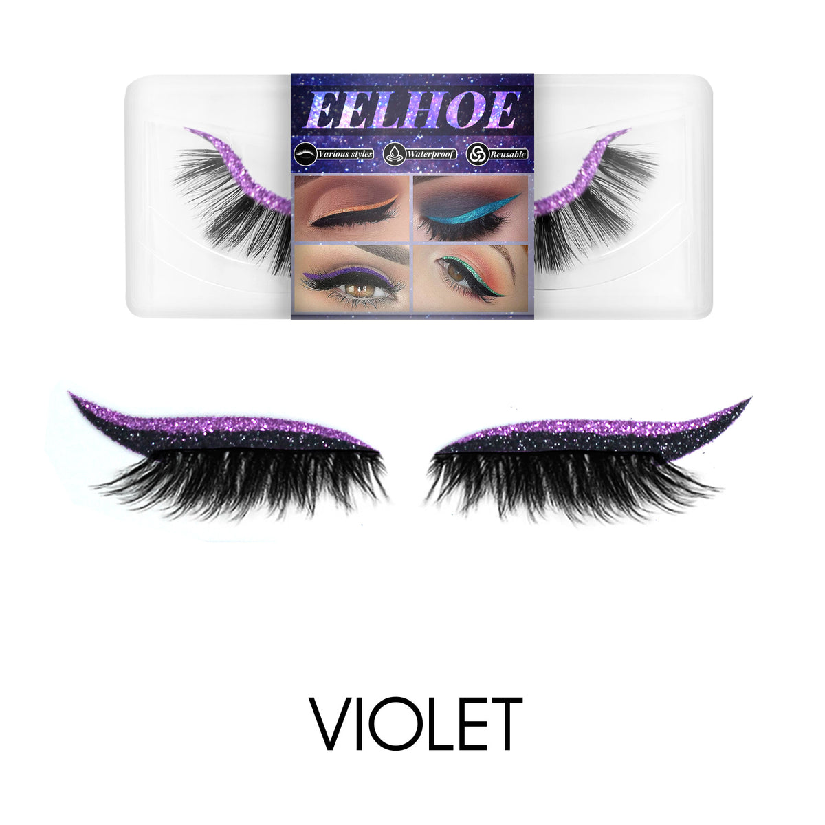 Self-Adhesive False Eyelashes With Glitter Eyeliner