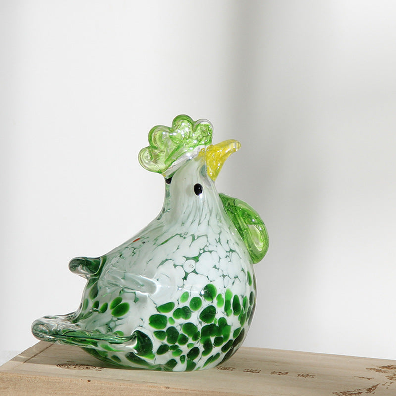 Handcrafted Glass Rooster Sculpture for Artisan Home Decor