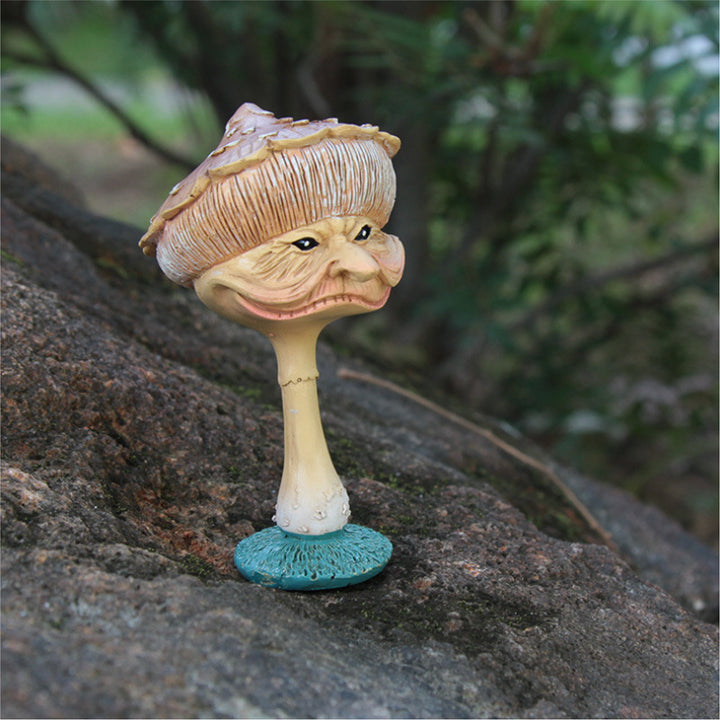 Funny Mushroom Garden Statue, Hand-Painted Resin Decor