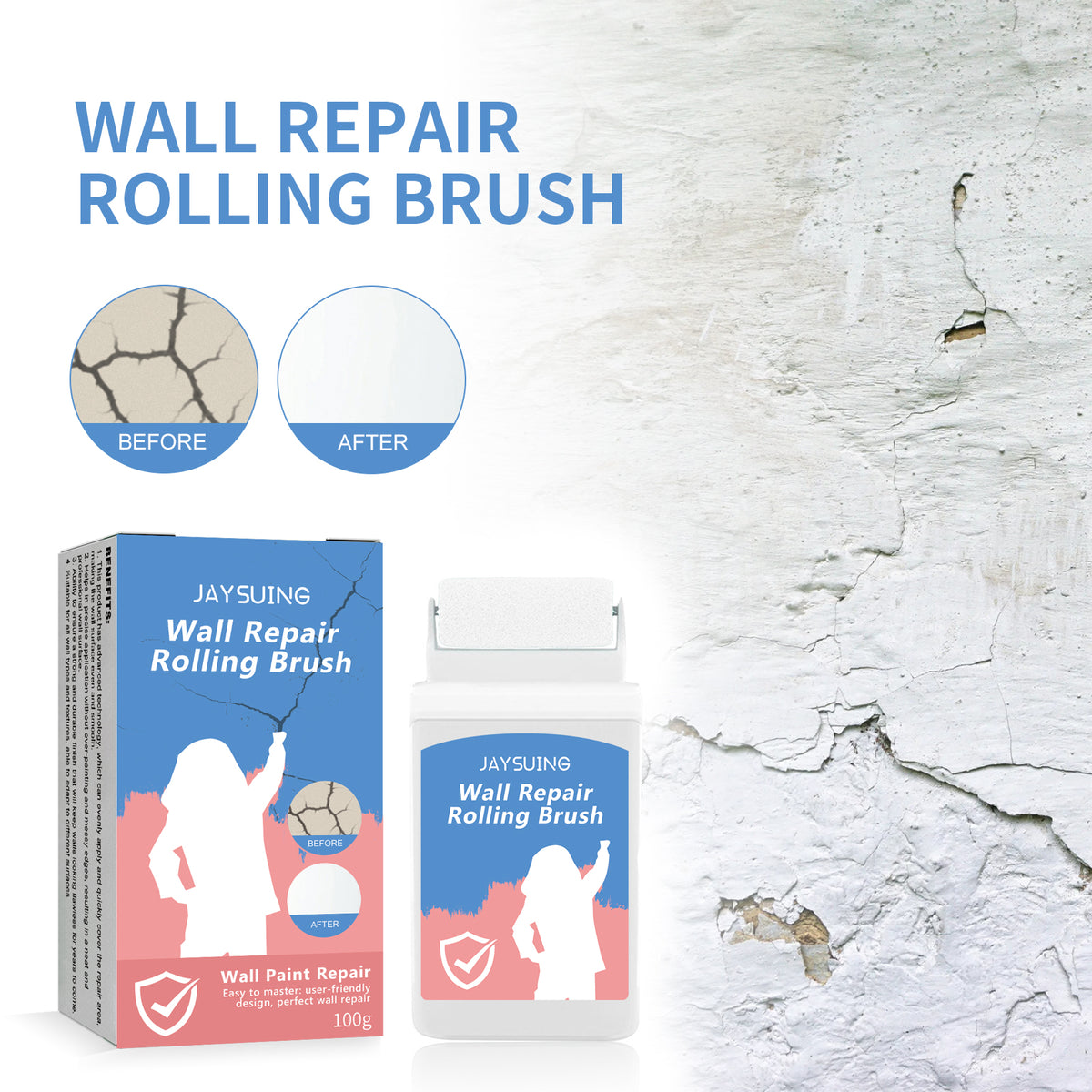 Wall Repair Rolling Brush for Easy Wall Touch-Ups