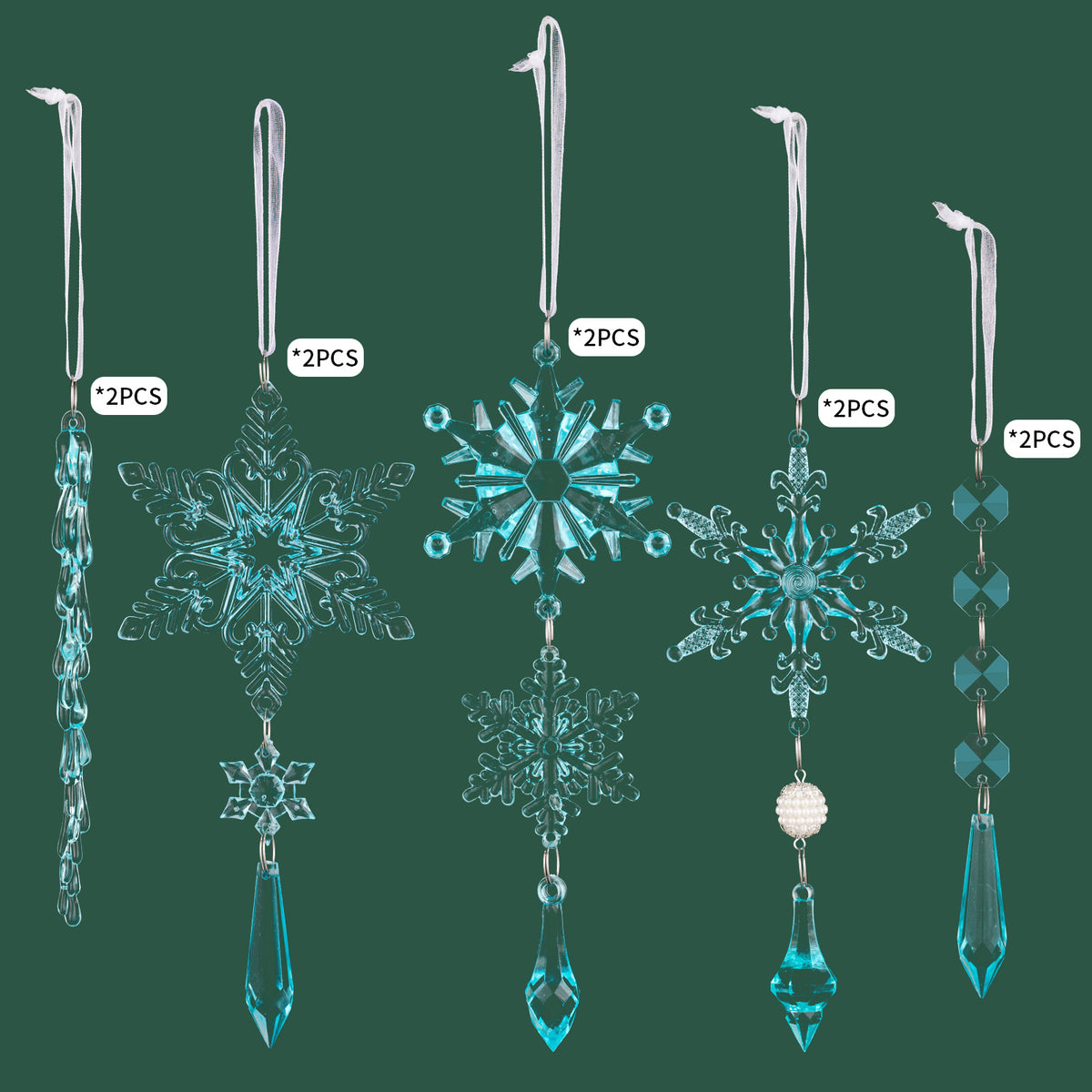 Acrylic Icicle Ornaments - Elegant Snowflake Sparkle