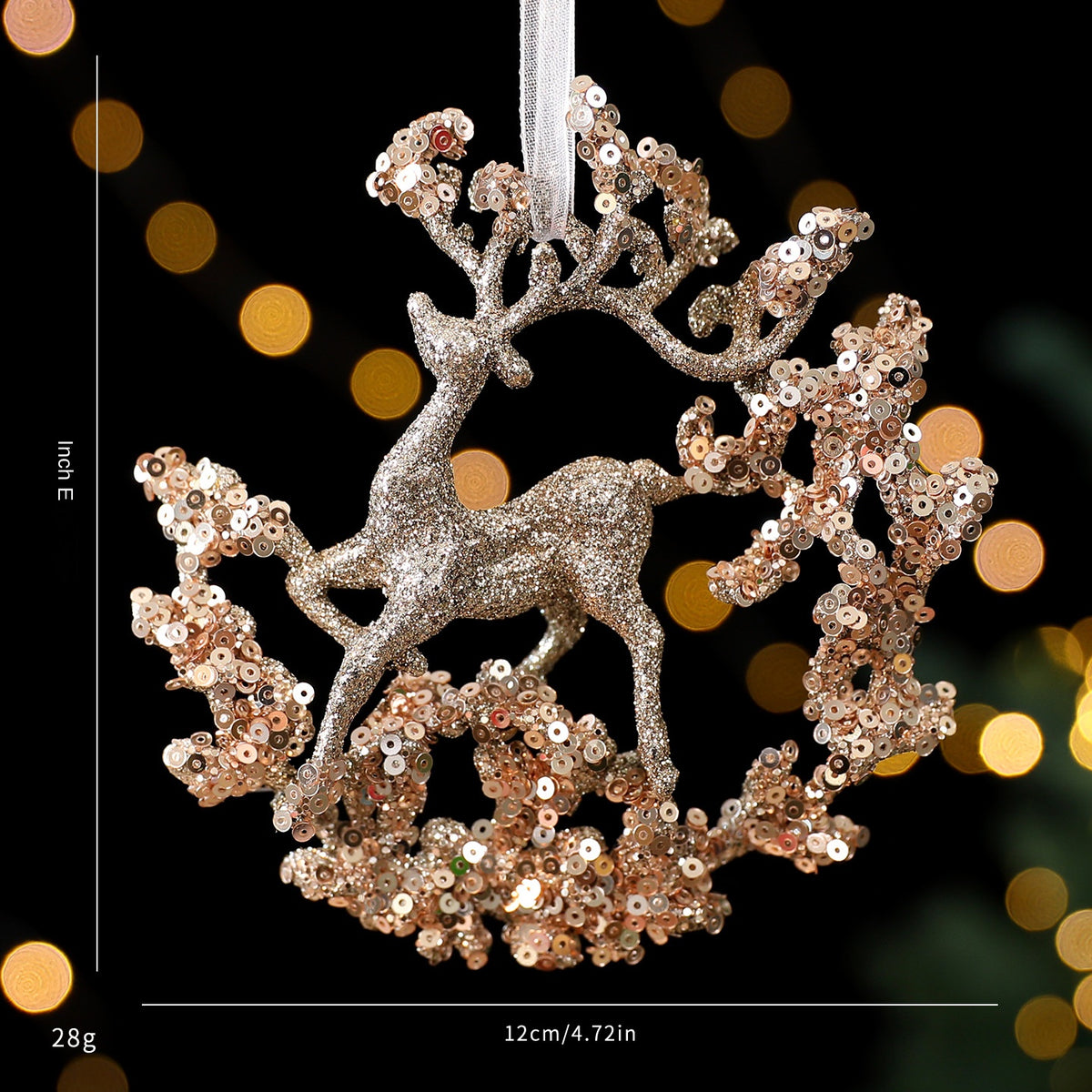 Christmas Tree Ornaments Champagne Gold Sparkling Decor