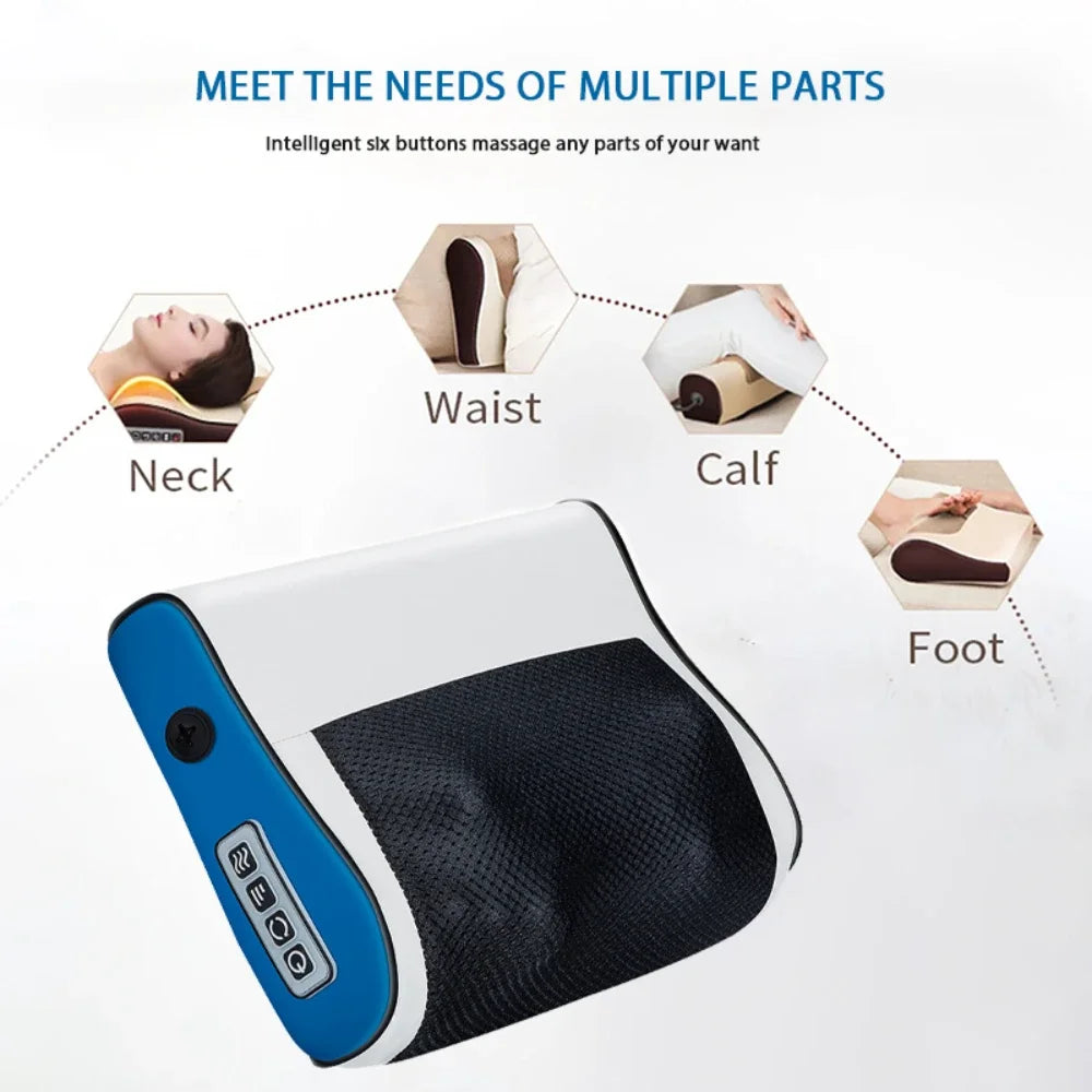 Heated Neck and Shoulder Massager Pillow for Car and Home