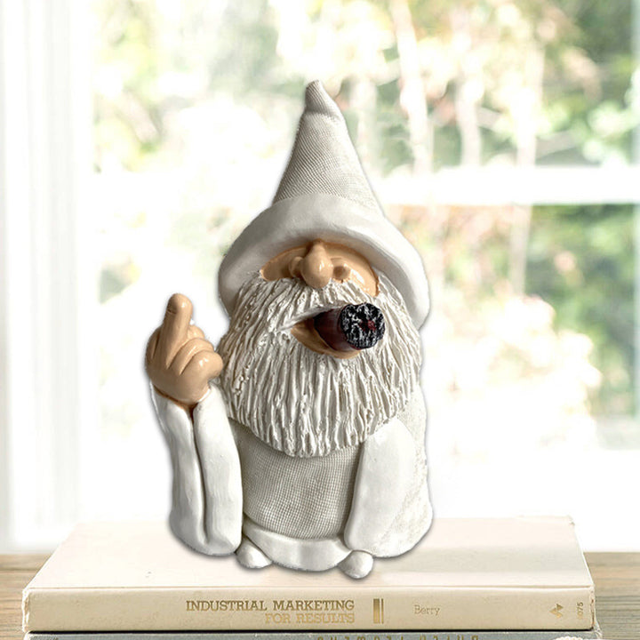 Funny Garden Gnome Statue Middle Finger Resin Gag Decor