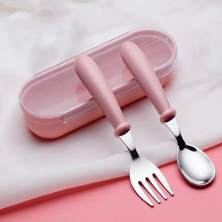 Toddler Spoon Fork Set with Storage Case for Meals
