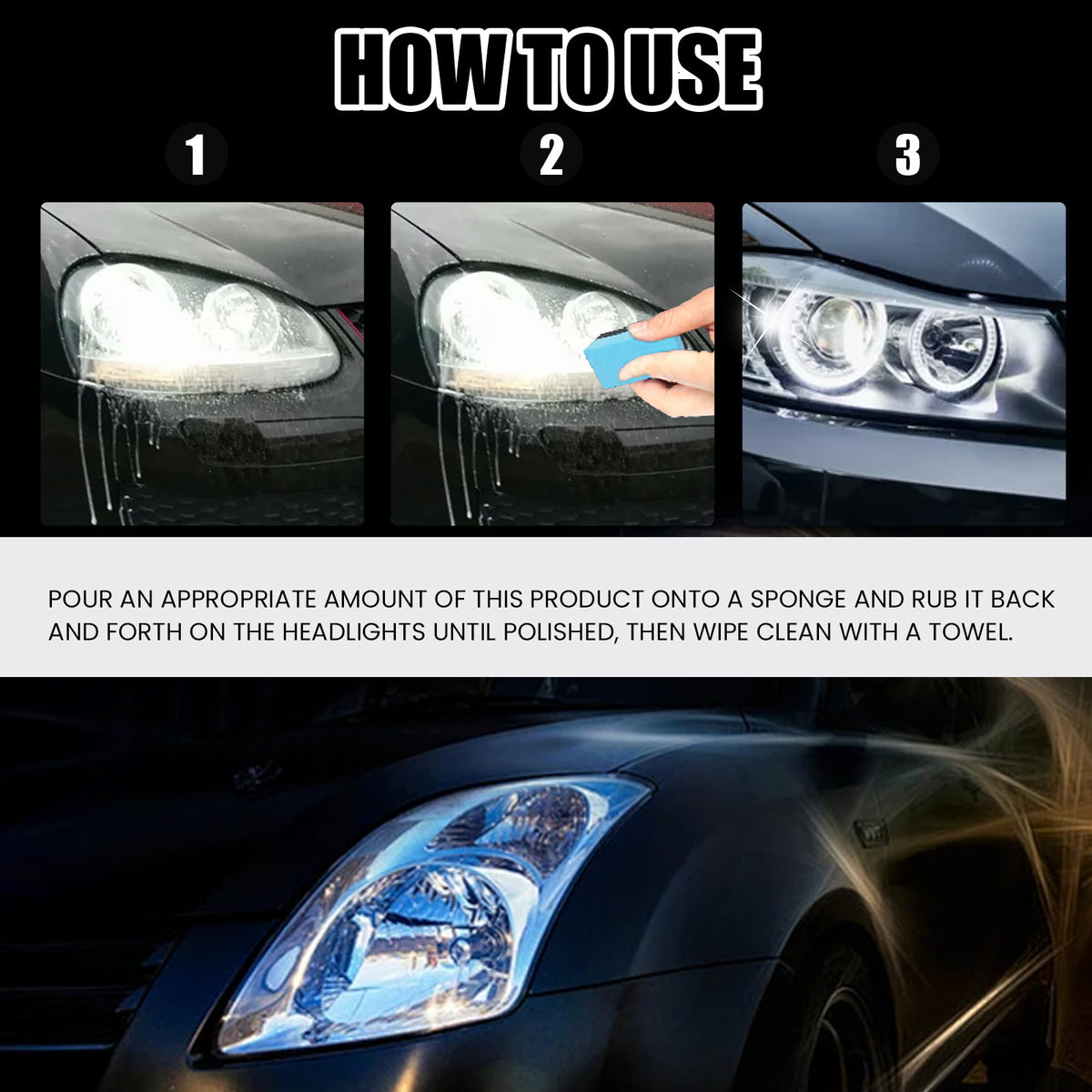 Headlight Restorer for Cloudy, Yellowed, Dull Lenses