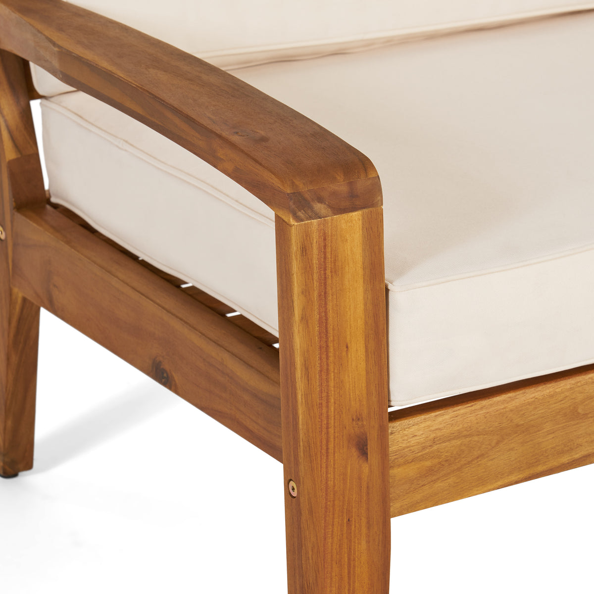 Teak Outdoor Lounge Chair with Cream Cushions