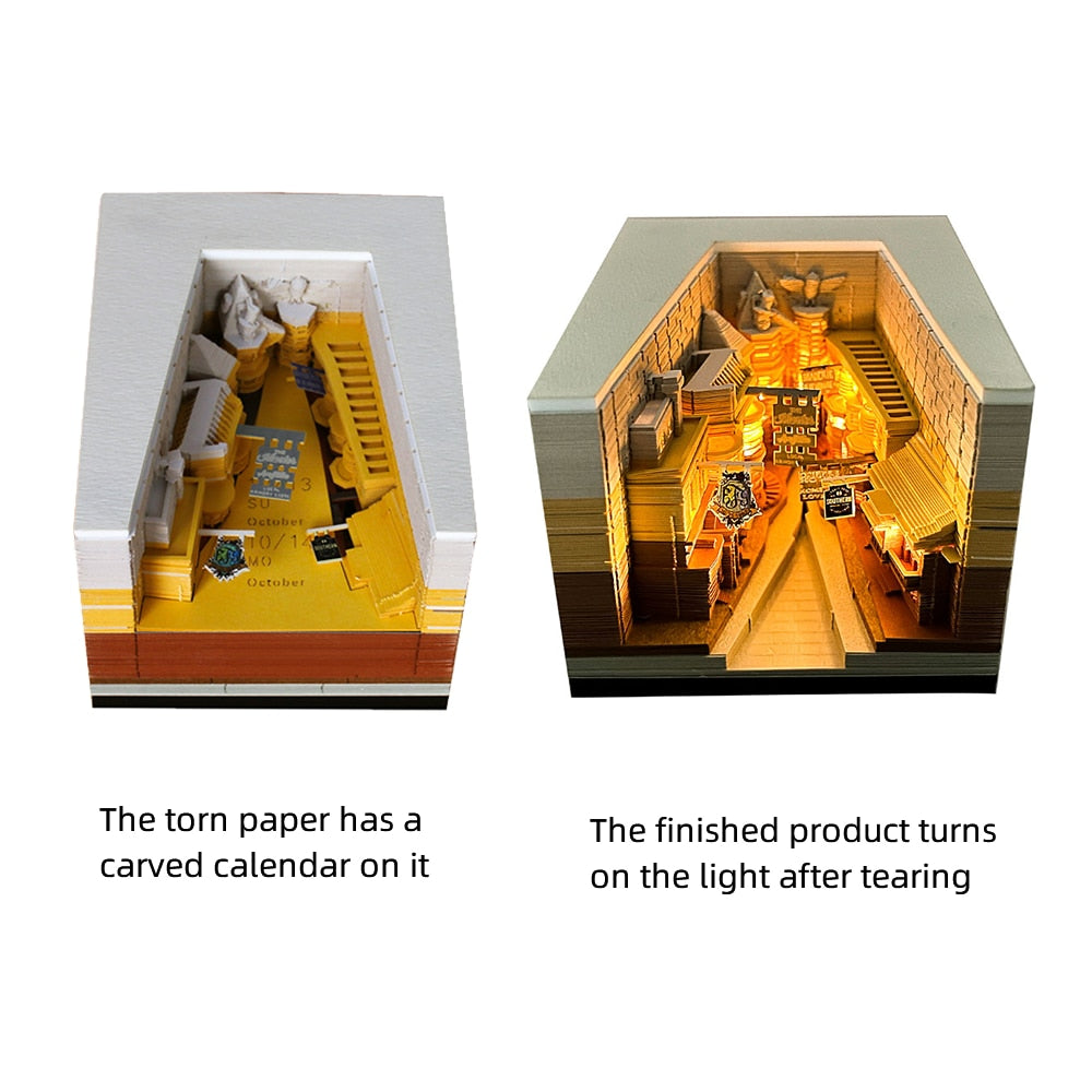3D Castle Notepad Calendar With Warm LED Desk Light