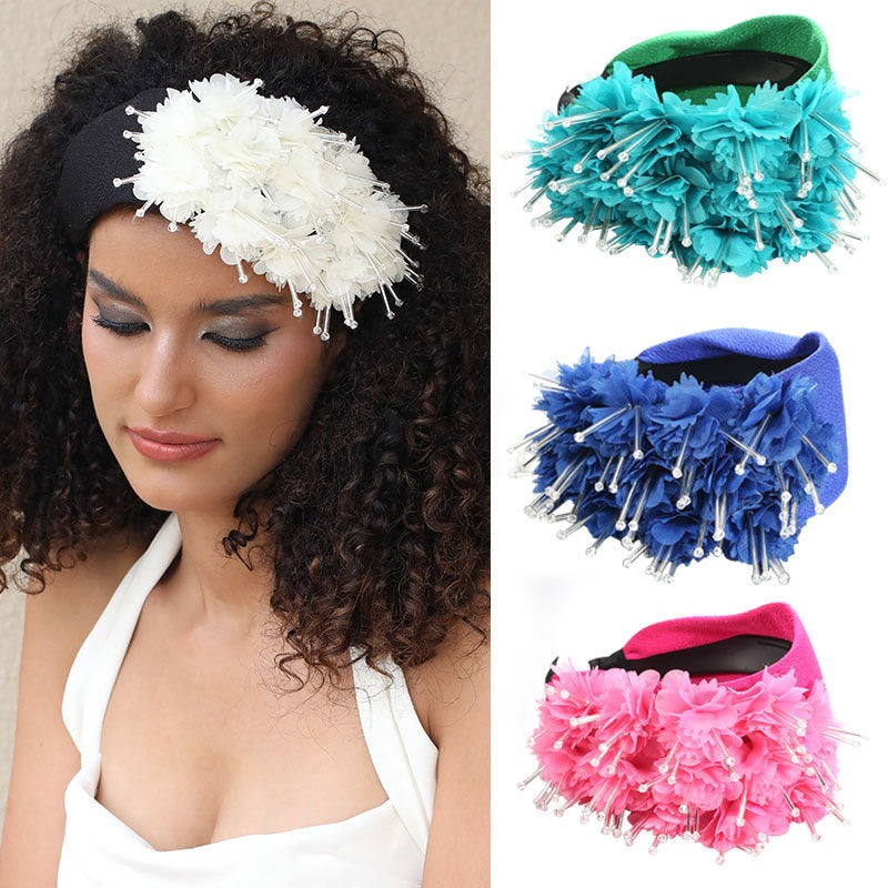 Floral Hair Hoop With Crystal Bead Statement Sparkle