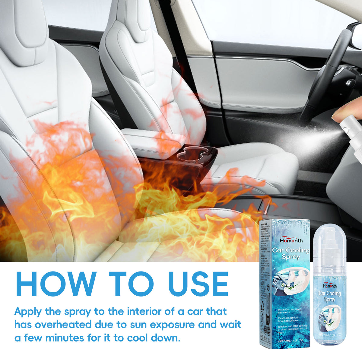 Car Cooling Spray for Hot Interiors and Hot Seats