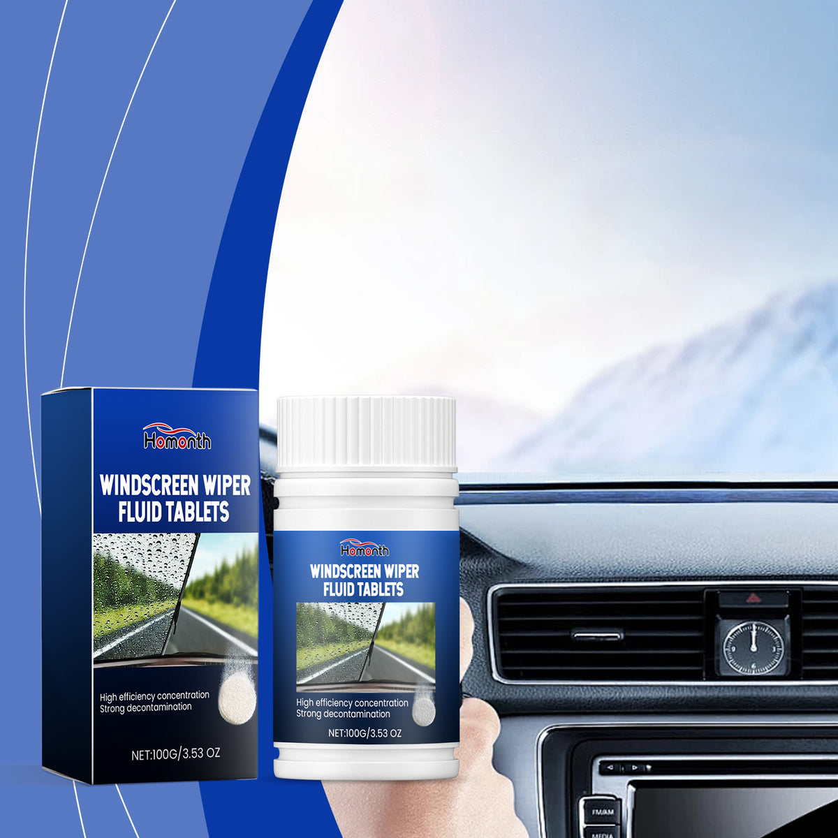 Windshield Cleaning Tablets for Clear, Fog-Free Glass