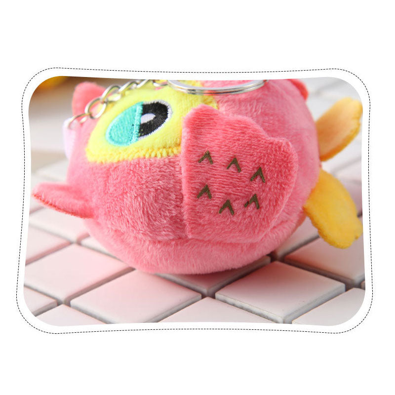 Owl Plush Keychain: Colorful Charm for Bags and Keys