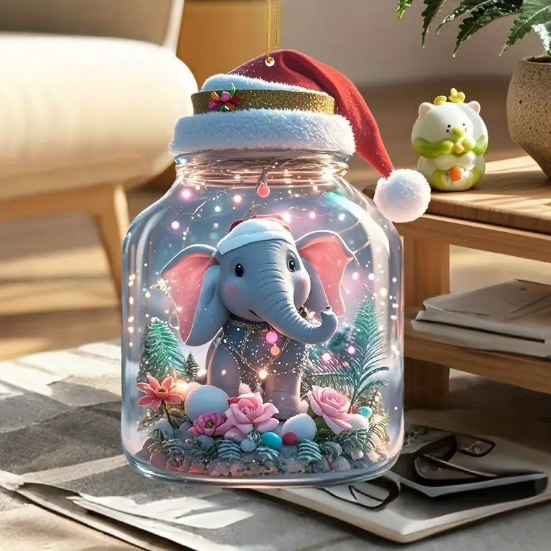 Christmas Elephant Ornament for Car, Tree & Home Decor