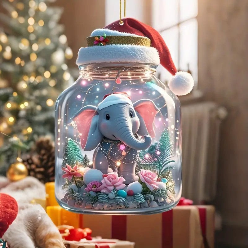 Christmas Elephant Ornament for Car, Tree & Home Decor