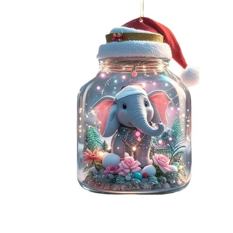 Christmas Elephant Ornament for Car, Tree & Home Decor