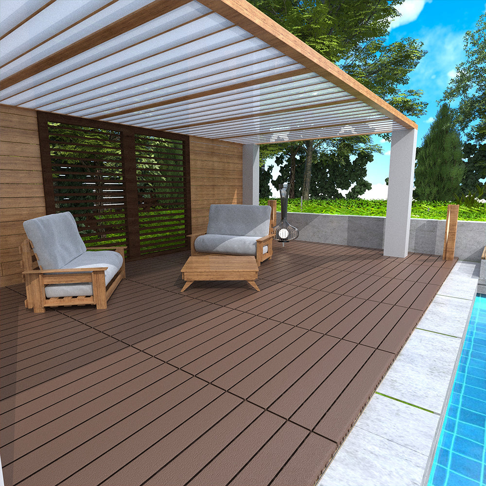 Interlocking Outdoor Deck Tiles: Snap-Together Wood Look