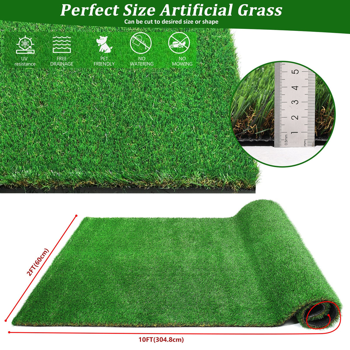 Artificial Grass Runway Blanket 2x10 ft, Realistic Turf