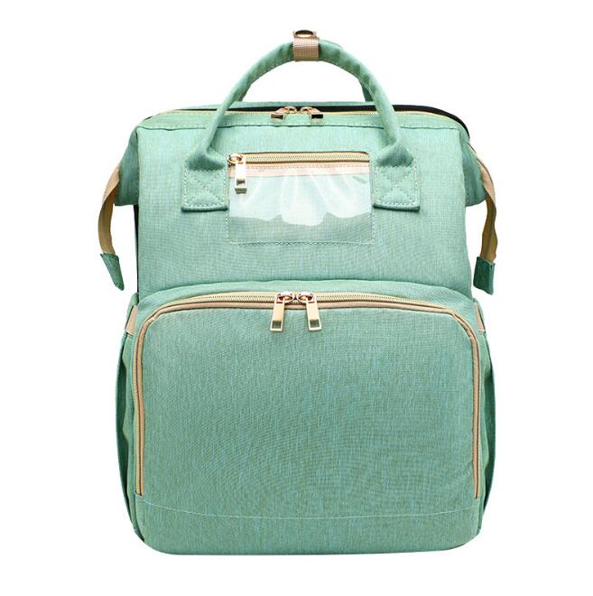 2-in-1 Diaper Backpack With Portable Travel Baby Bed