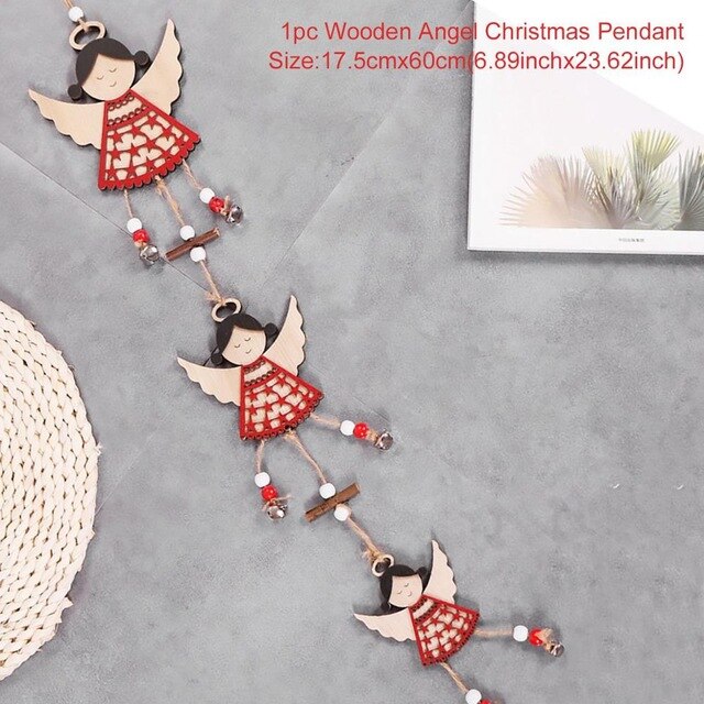 Wooden Angel Christmas Garland - Rustic Farmhouse Decor