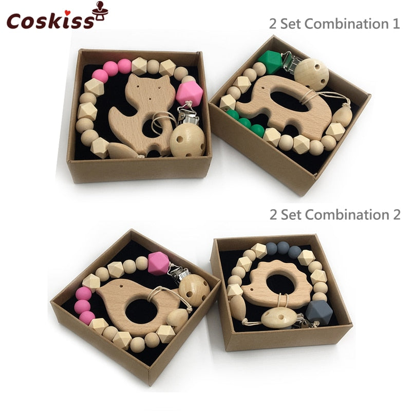 Wooden Baby Teether Set for Easy Little-Hand Grip
