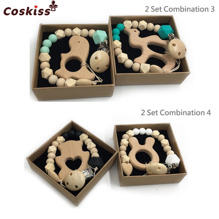 Wooden Baby Teether Set for Easy Little-Hand Grip