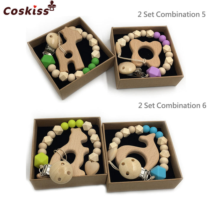 Wooden Baby Teether Set for Easy Little-Hand Grip