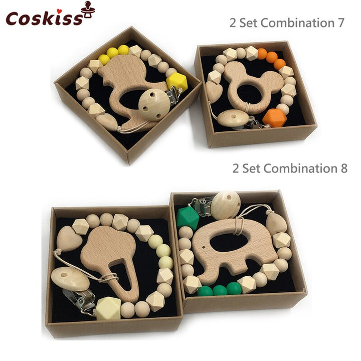 Wooden Baby Teether Set for Easy Little-Hand Grip