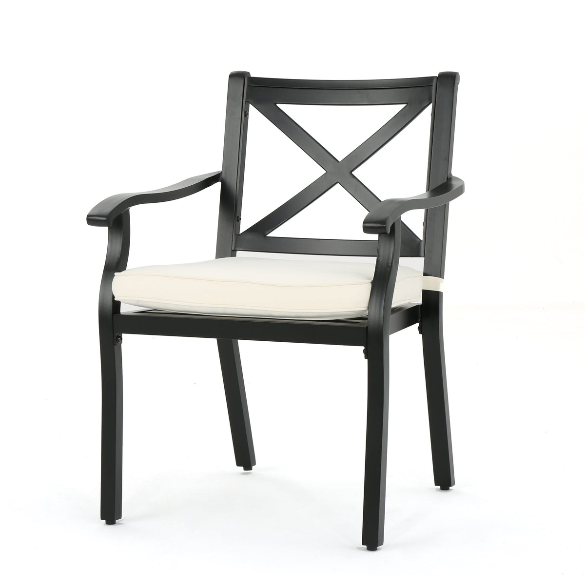 Outdoor Dining Chairs Set of 2 with Cream Cushions