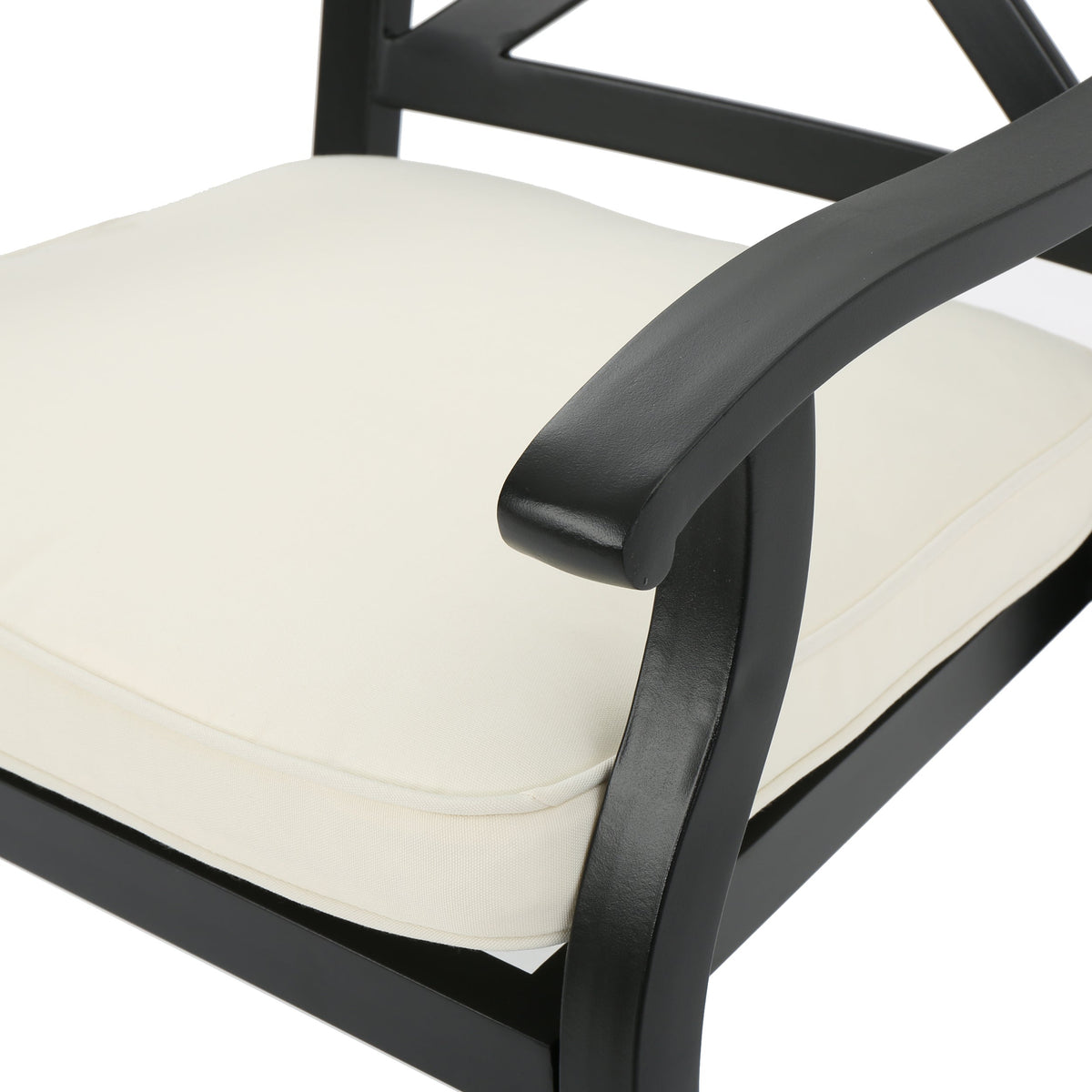 Outdoor Dining Chairs Set of 2 with Cream Cushions