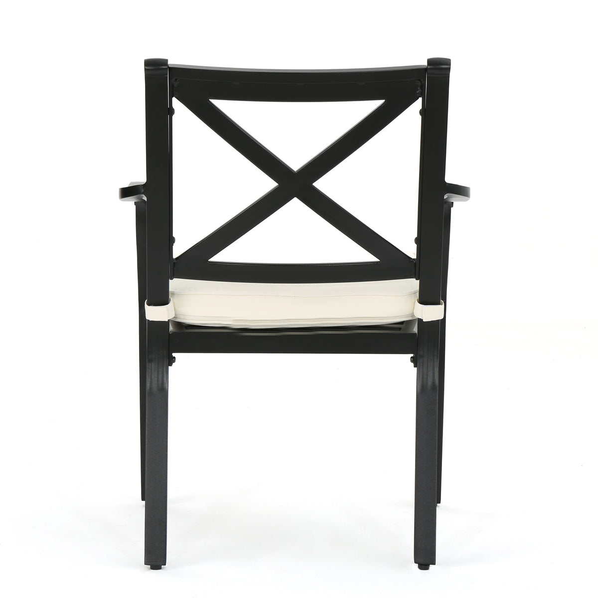 Outdoor Dining Chairs Set of 2 with Cream Cushions