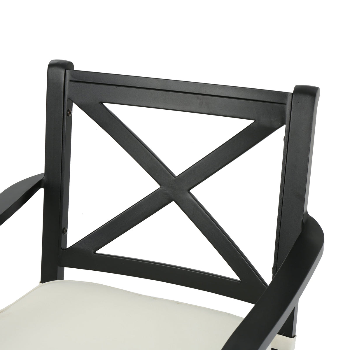 Outdoor Dining Chairs Set of 2 with Cream Cushions