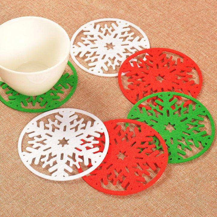 10cm Felt Snowflake Table Mats for Christmas Decor