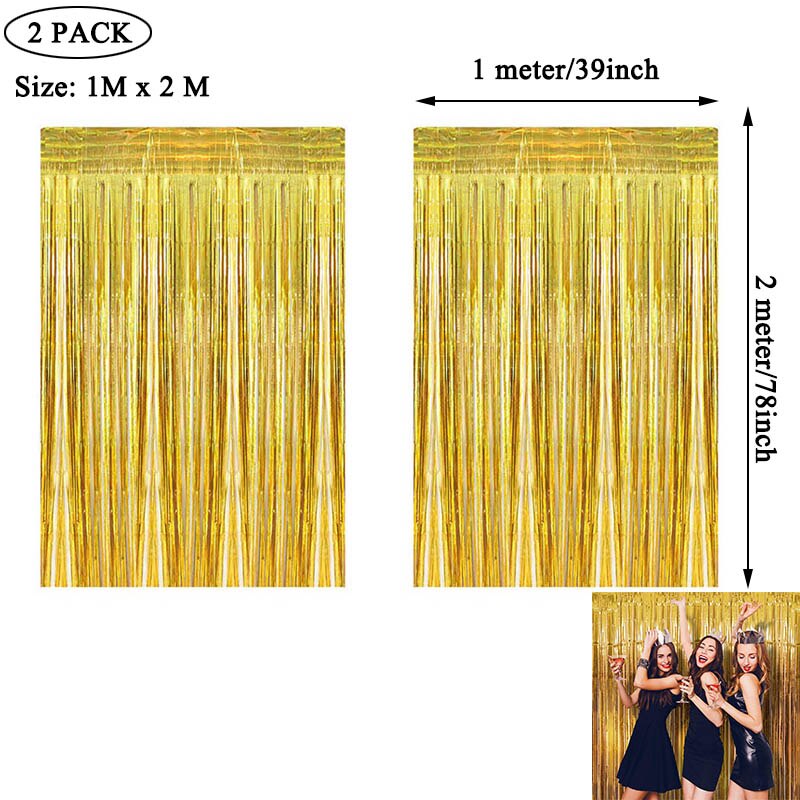 Gold Tinsel Fringe Curtains for Sparkling Party Backdrops