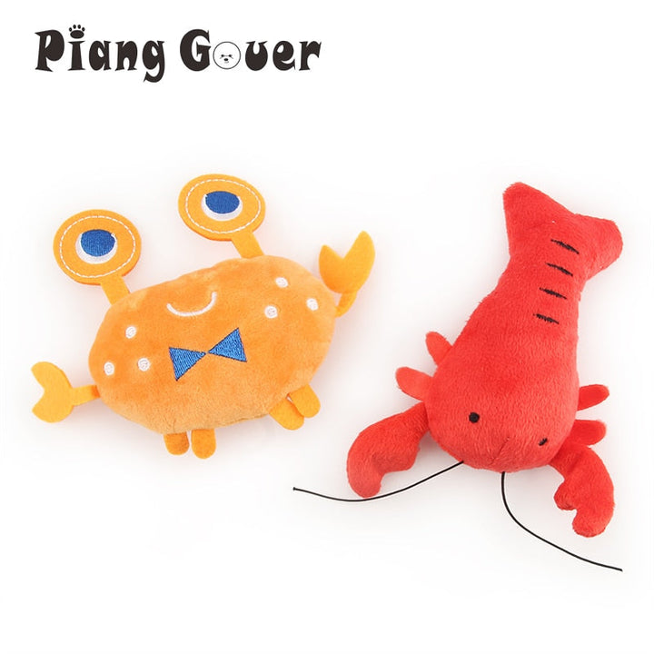 Lobster Plush Squeaky Dog Toy Set for Playful Pets