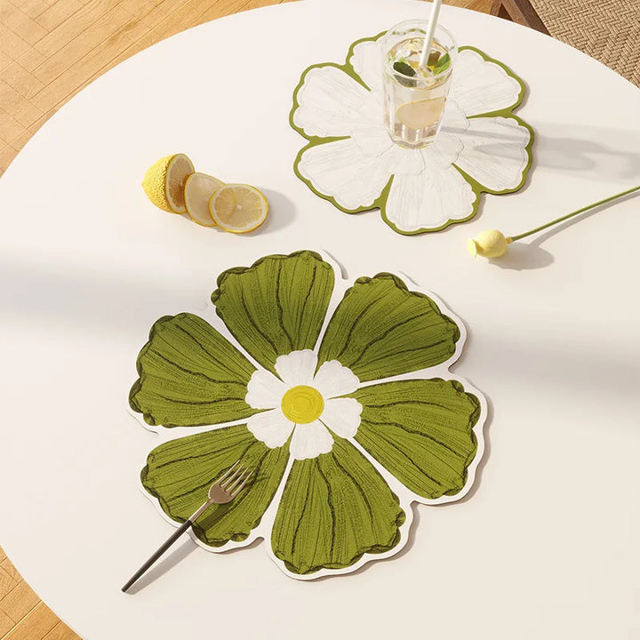 Waterproof Faux Leather Placemats: Floral Table Mat Set