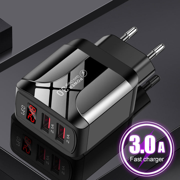 2-Port USB Wall Charger with LED Display & 3.0A Output