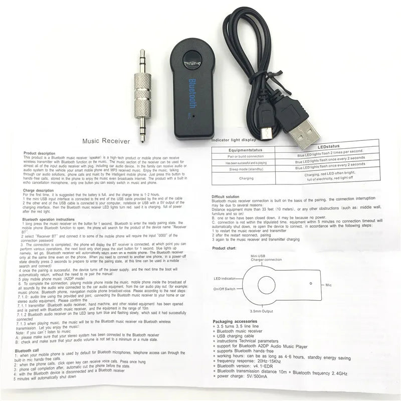 Bluetooth Car Aux Receiver for Wired Stereos and Speakers