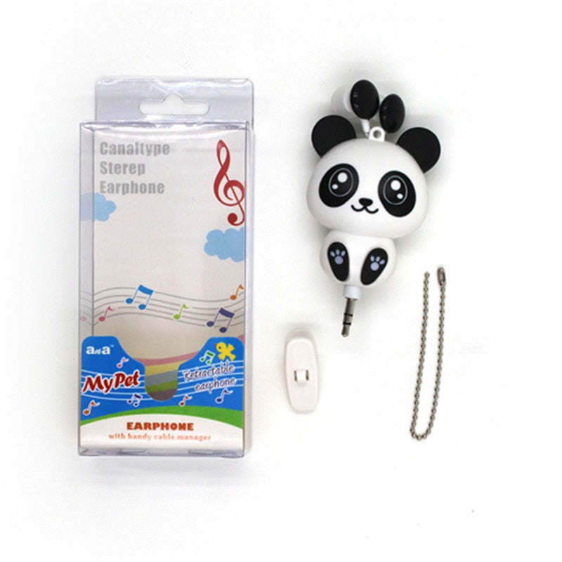 Cartoon Cat Earphones 3.5mm Retractable Wired Headset