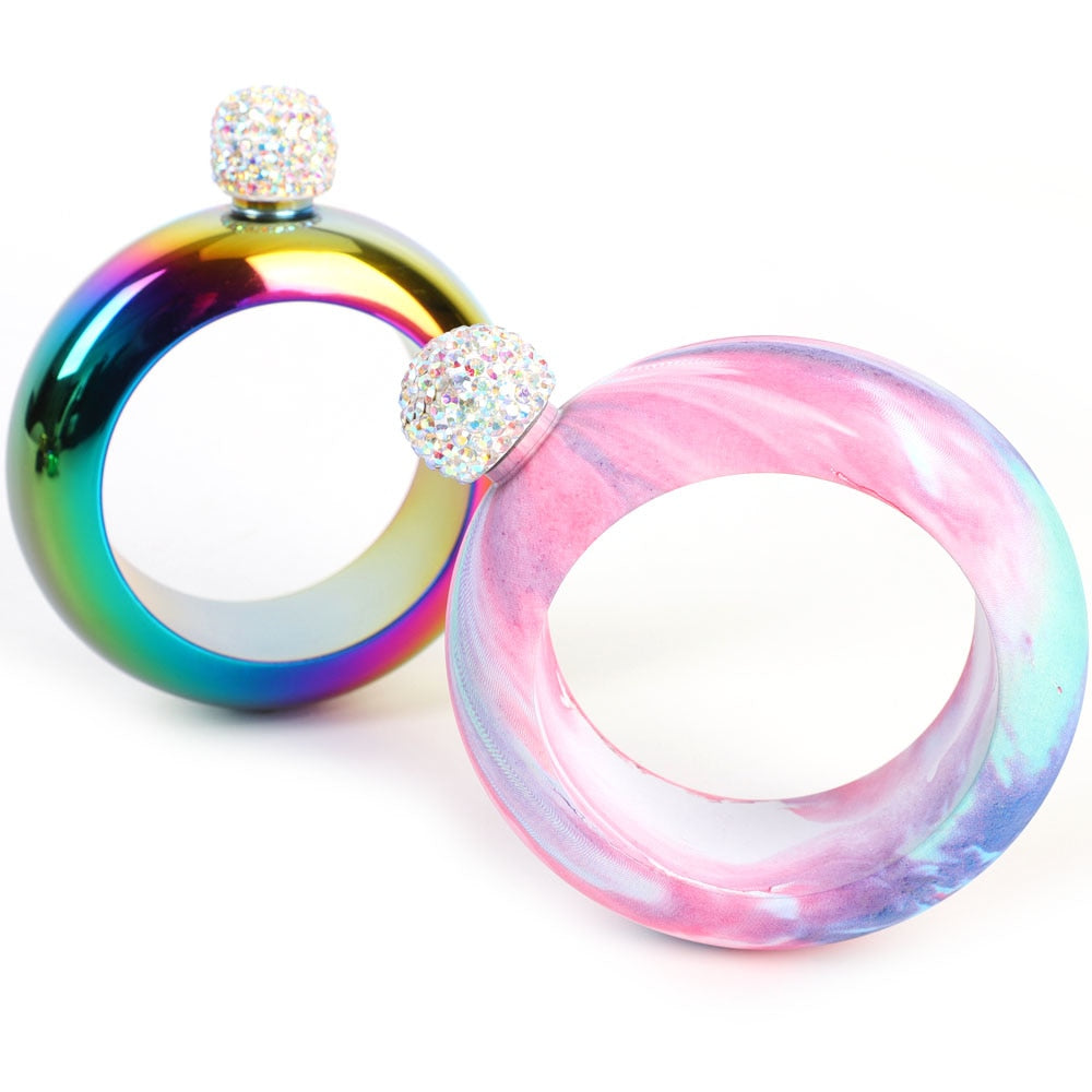 Bangle Bracelet Hip Flask: 3.5 oz Stainless Steel Wearable