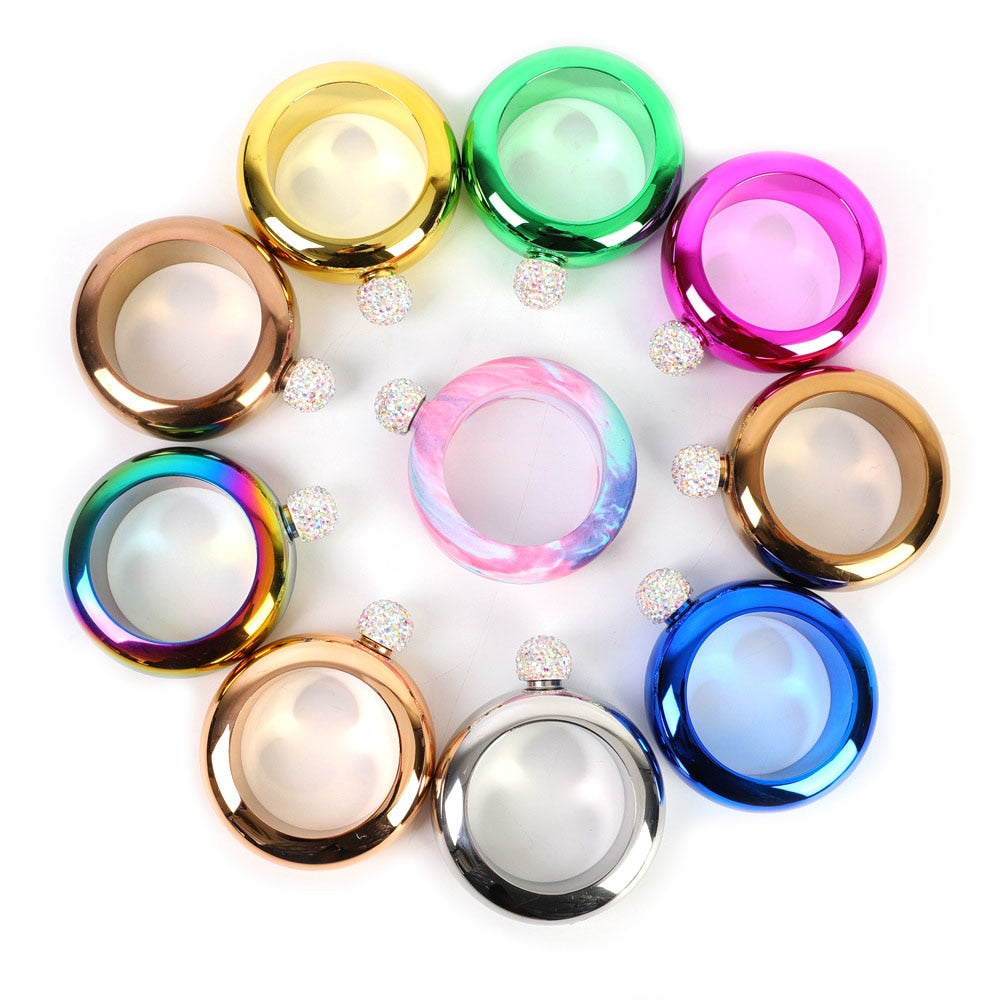Bangle Bracelet Hip Flask: 3.5 oz Stainless Steel Wearable