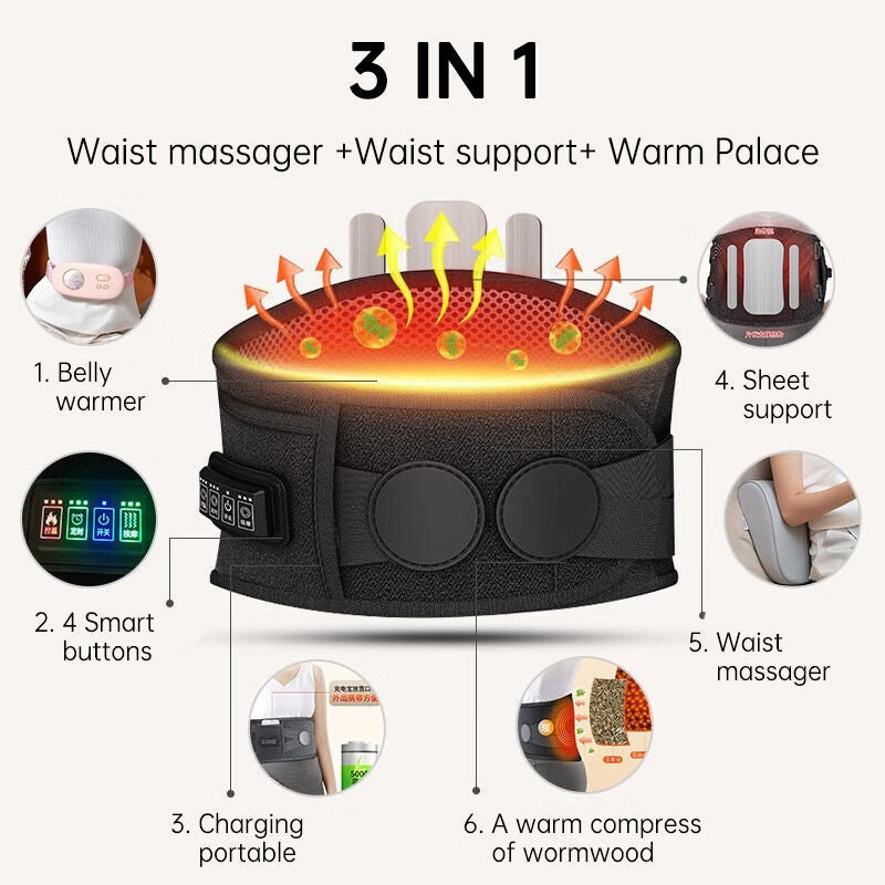 Heated Lower Back Support Belt with Vibration Massage