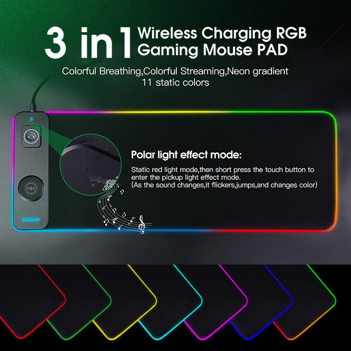 Wireless Charging RGB Gaming Mouse Pad for Desk Setup