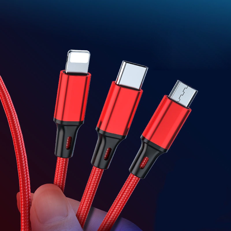 3-in-1 Charging Cable for iPhone, USB-C & Micro-USB