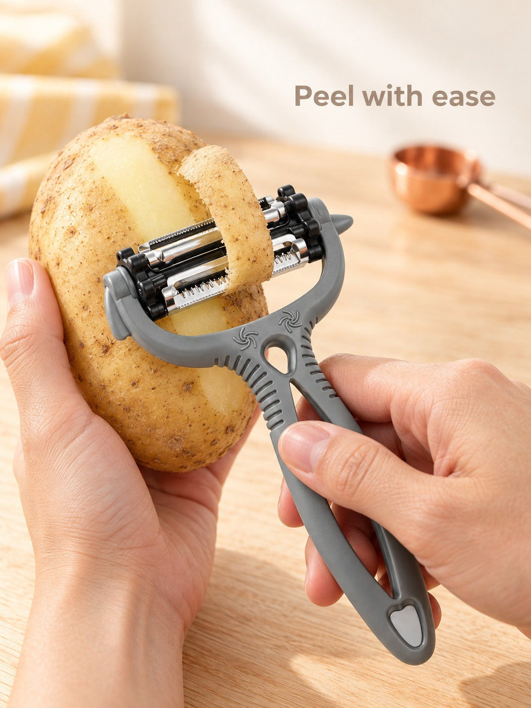 3-in-1 Rotating Vegetable Peeler, Shredder and Melon Scoop