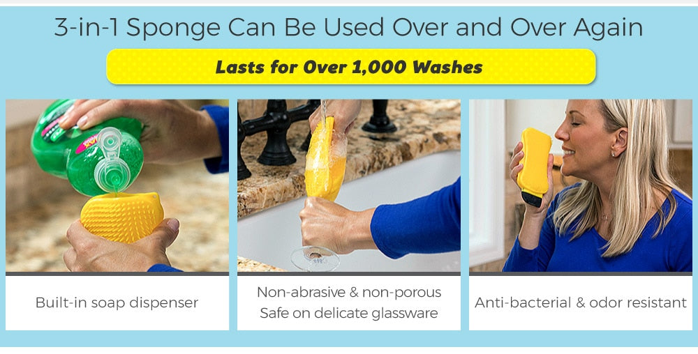Silicone Sponge Brush with Soap Dispenser for Dishes