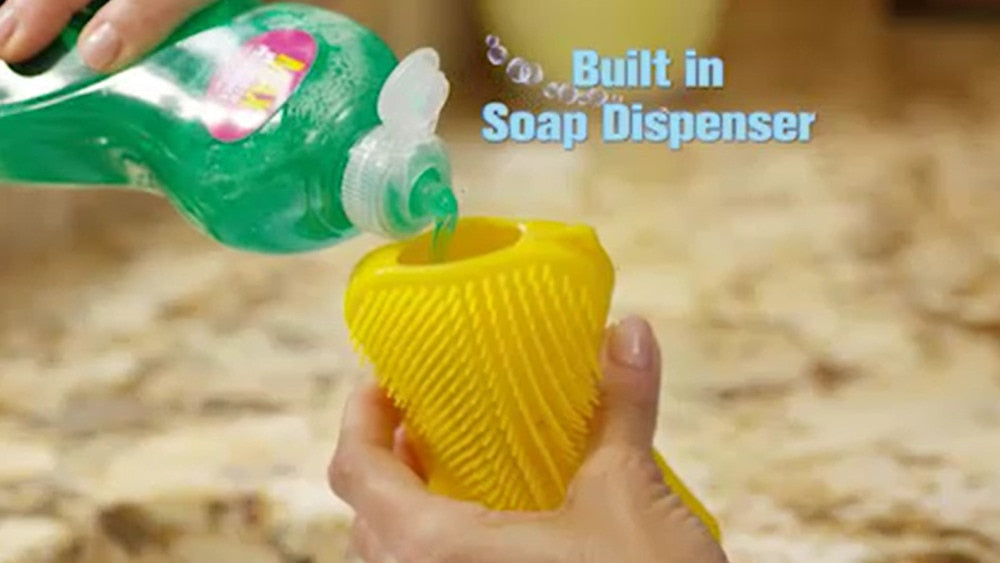 Silicone Sponge Brush with Soap Dispenser for Dishes
